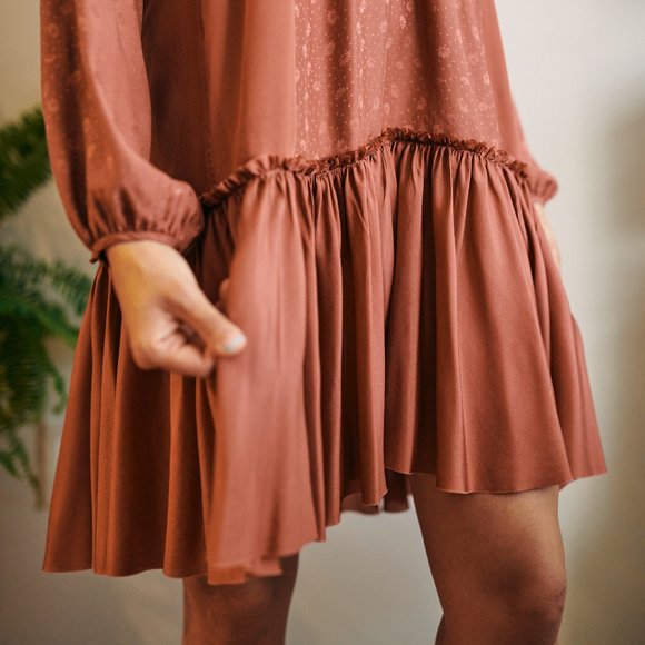 Rebecca Taylor 100% silk babydoll longslv dress 4 - Picture 4 of 5